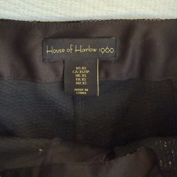 House of Harlow 1960 Black Straight Leg Shiny Pants XS - Picture 3 of 8